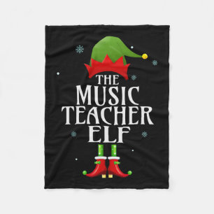 Music Teacher Elf Xmas Matching Family Group Chris Fleece Blanket