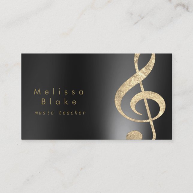 music teacher faux foil treble business card (Front)