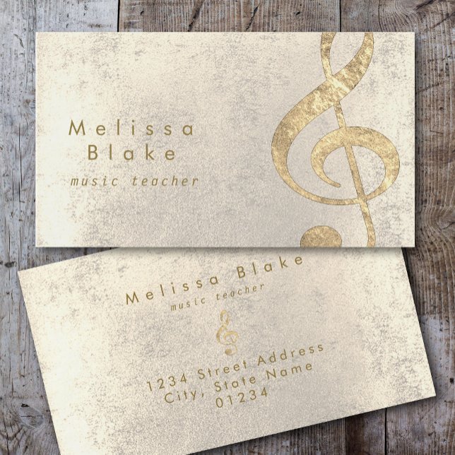 music teacher faux gold foil treble business card (Creator Uploaded)
