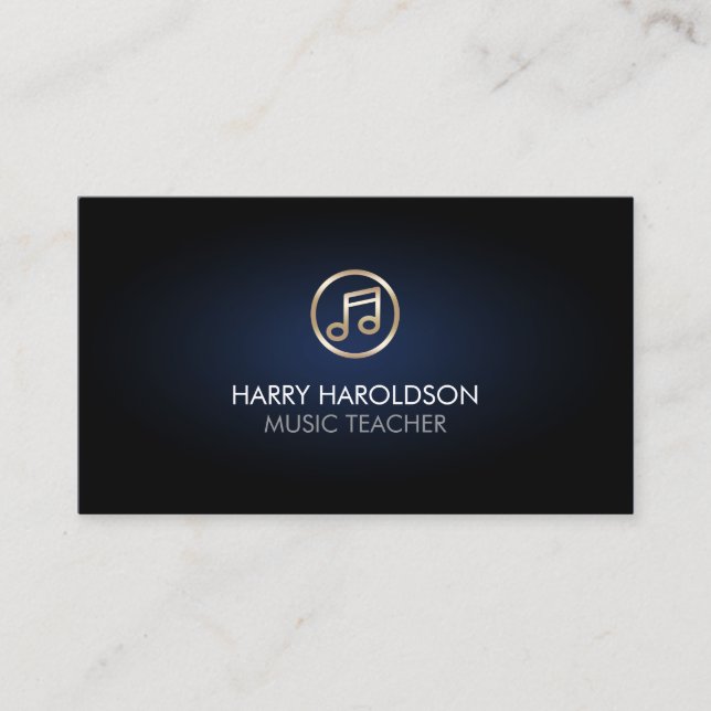 Music Teacher Faux Gold Music Note Icon Business Card (Front)