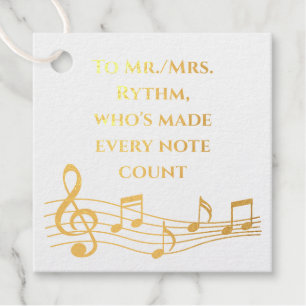 Music Teacher Foil Gift Tag – “Every Note Counts”