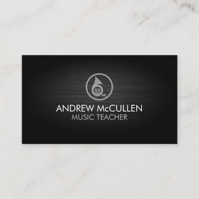 Music Teacher French Horn Icon Music Business Card (Front)