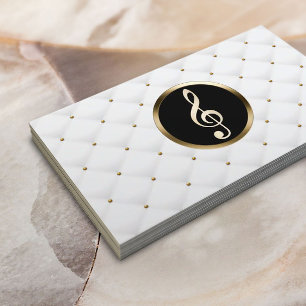 Music Teacher Gold Clef Logo Luxury Quilts Business Card