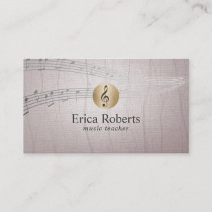 Music Teacher Gold Clef Logo Vintage Musical Business Card