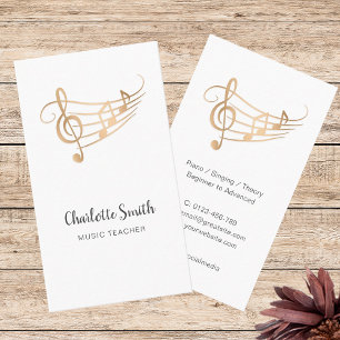 Music Teacher Gold Elegant Business Card