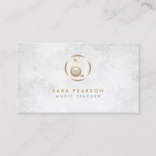 Music Teacher Gold French Horn Icon Business Card