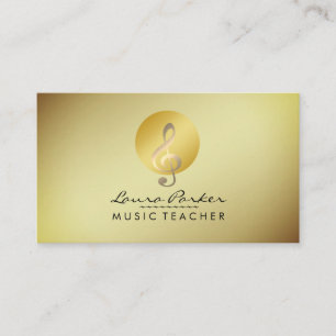 Music Teacher Gold Musical Note Musician Business Card