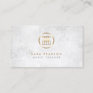 Music Teacher Gold Piano Keys Icon Business Card