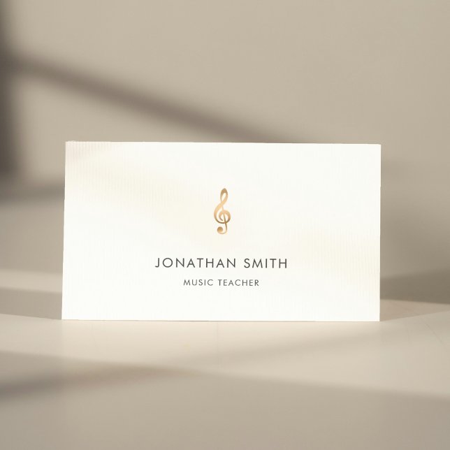 Music Teacher Gold Treble Clef Modern Business Card (Creator Uploaded)