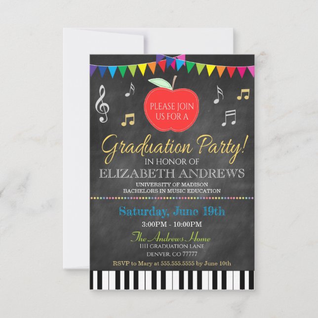Music Teacher Graduation Invitation (Front)