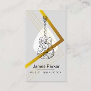 Music Teacher Guitar Logo Minimalist Musician Business Card