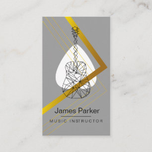 Music Teacher Guitar Logo Minimalist Musician Business Card