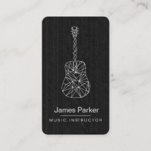 Music Teacher Guitar Logo Minimalist Musician Wood Business Card
