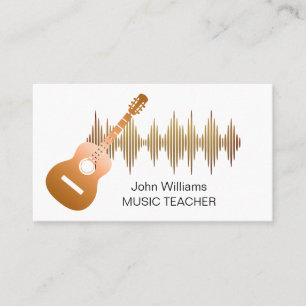 Music Teacher Guitar Musician Rose Gold Elegant    Business Card