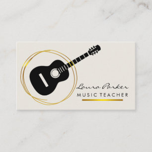 Music Teacher Guitar Player instrument Gold Busine Business Card