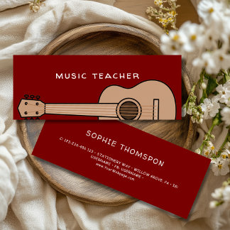 Music teacher guitar private lessons mini business card