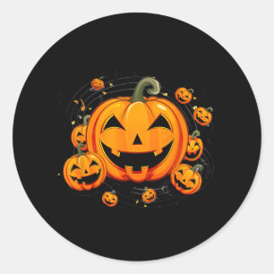 Music Teacher Halloween Fall Pumpkin Classic Round Sticker