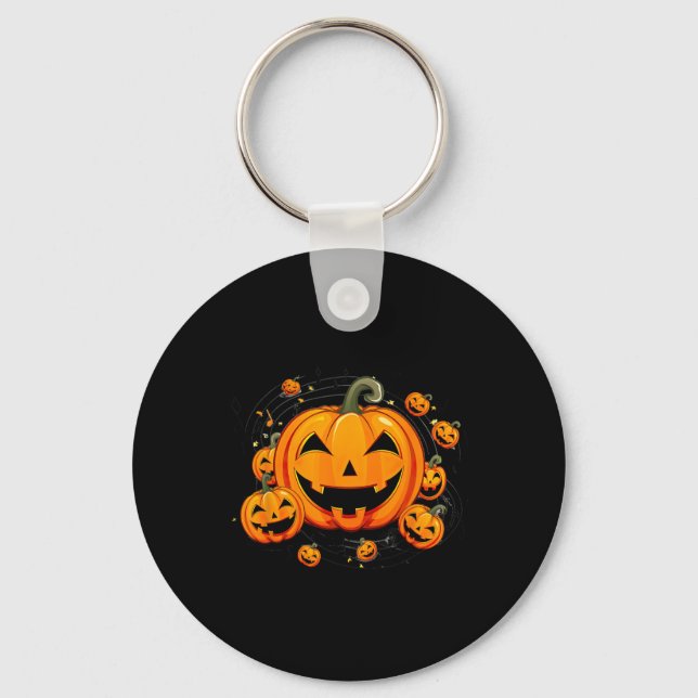 Music Teacher Halloween Fall Pumpkin  Key Ring (Front)