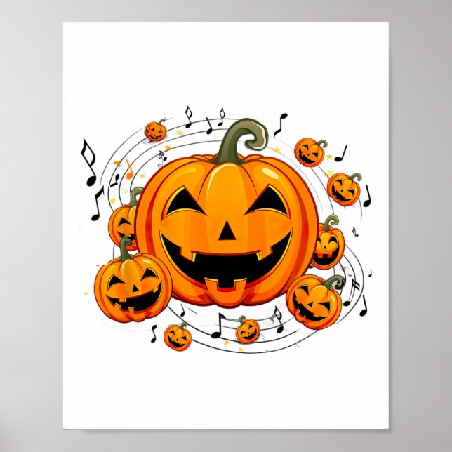 Music Teacher Halloween Fall Pumpkin  Poster (Front)