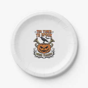 Music Teacher Halloween Pumpkin Engraving Shirt De Paper Plate