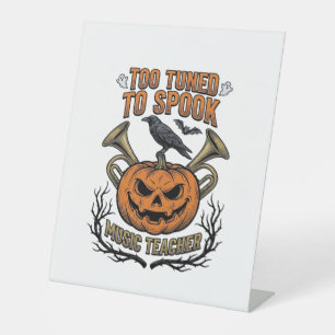 Music Teacher Halloween Pumpkin Engraving Shirt De Pedestal Sign