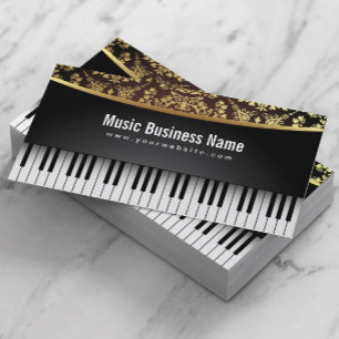 Music Teacher Luxury Realistic Piano Business Card
