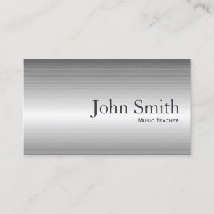 Music Teacher Modern Metal Background Business Card