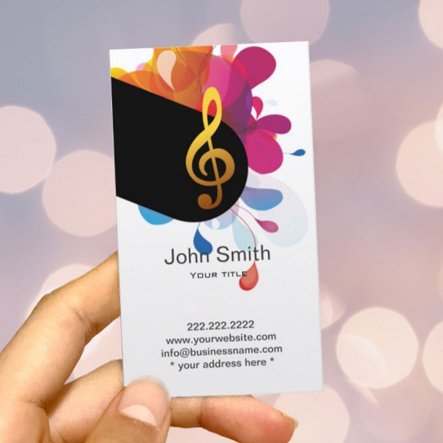 Music Teacher Modern Treble Clef Elegant Business Card (Creator Uploaded)