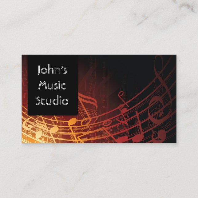 Music Teacher Music Studio Elegant Musical Business Card (Front)