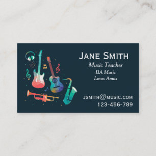 Music teacher music tutor business card