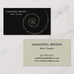 Music Teacher Musical Clef Logo Black & White Business Card