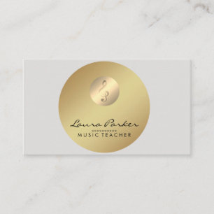 Music Teacher Musical Note Gold Musician Business Card