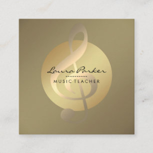 Music Teacher Musical Note Gold Musician Square Business Card