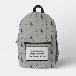 Music Teacher Musical Notes Grey Orchestra Band Printed Backpack