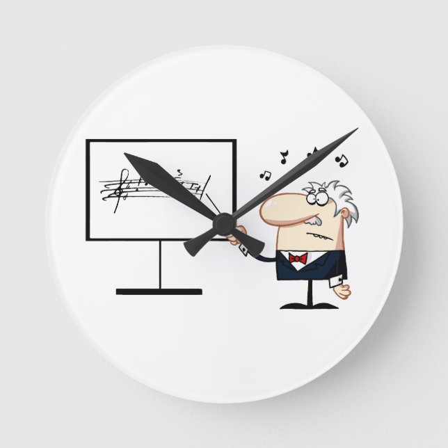 music teacher older man graphic round clock (Front)