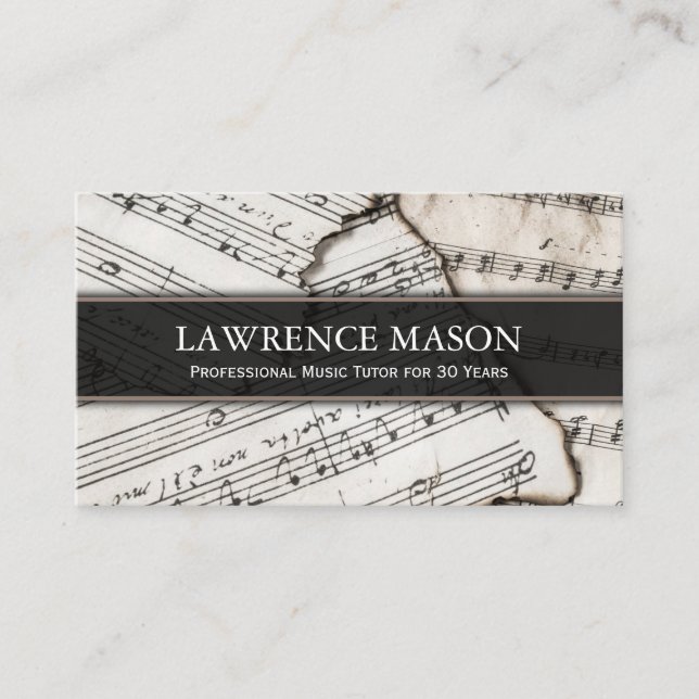 Music Teacher Photo of Sheet Music - Business Card (Front)