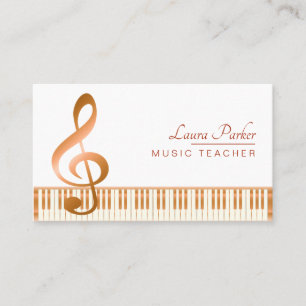 Music Teacher Piano Keyboard Elegant Musical Key Business Card