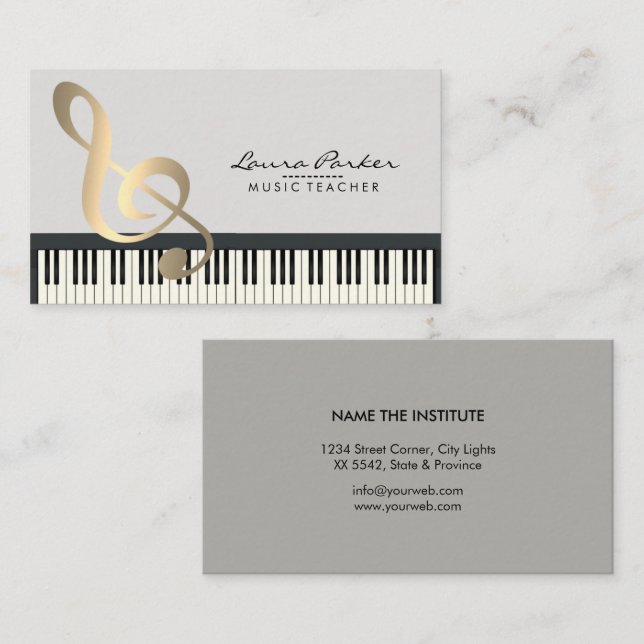 Music Teacher Piano Keyboard Musician Pianist Business Card (Front/Back)