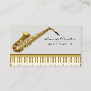 Music Teacher Piano Keyboard Saxophone Musician Business Card