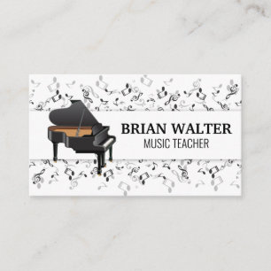 Music Teacher Piano Logo Pianist Business Card