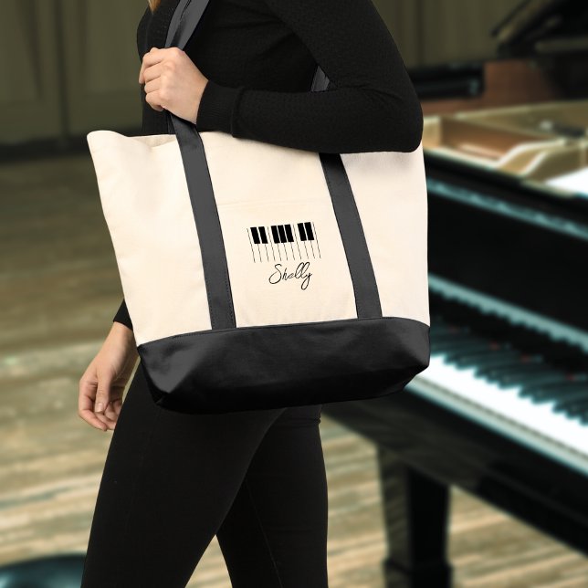 Music Teacher Piano Student Keyboard Name Tote Bag (Creator Uploaded)