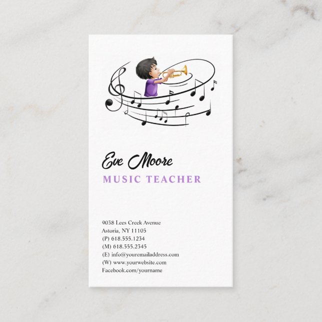 Music Teacher | Professional Business Card (Front)