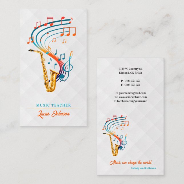 Music Teacher | Professional Business Card (Front/Back)