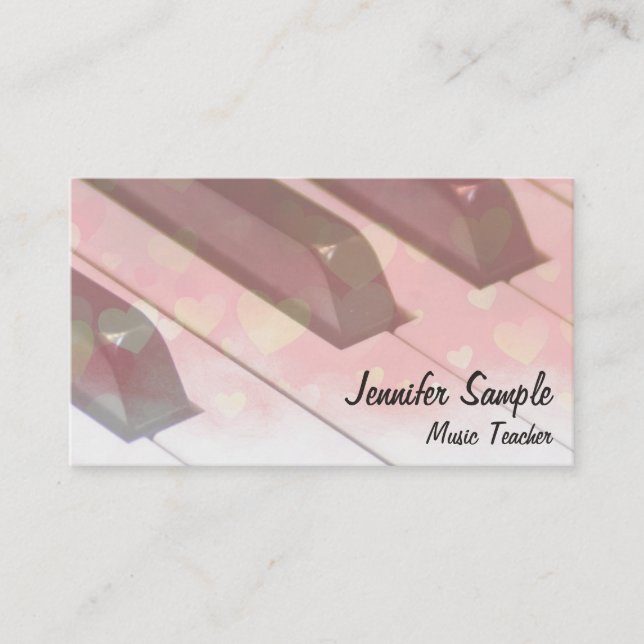 Music Teacher Professional Elegant Piano Keyboard Business Card (Front)