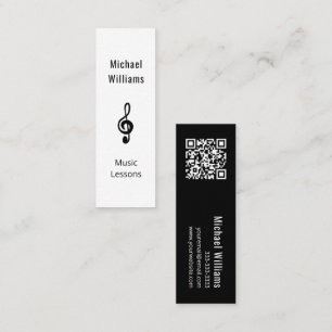 Music Teacher QR code Minimalist Treble Clef Mini Business Card