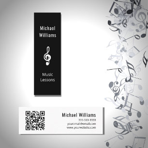 Music Teacher QR code Treble Clef Symbol Mini Business Card