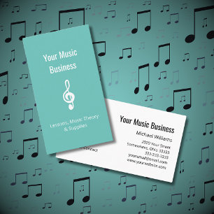 Music Teacher QR code Treble Clef Teal Green Business Card