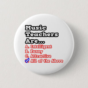 Music Teacher Quiz...Joke 6 Cm Round Badge