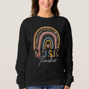 Music Teacher Rainbow Leopard Back To School Sweatshirt