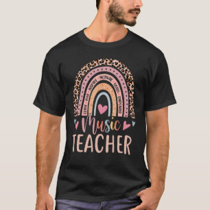 Music Teacher Rainbow Leopard Print Music School M T-Shirt